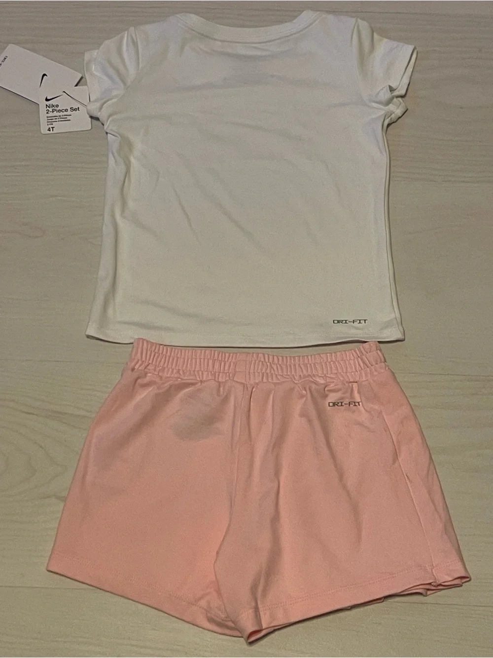Nike White Tee with Light Pink Skort Girls Dri Fit Active Set